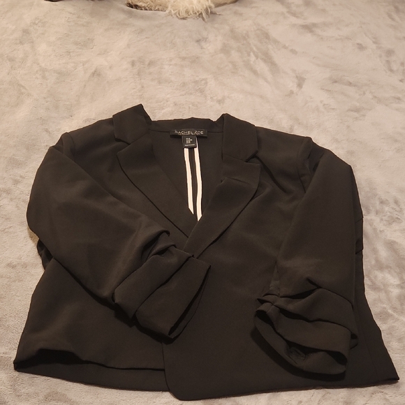 Rachel Zoe Women's Medium Elegant Black Jacket Machine Washable Ruched Sleeves - Picture 2 of 8